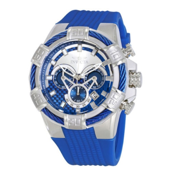Invicta Bolt Chronograph Silver and Blue Dial Mens